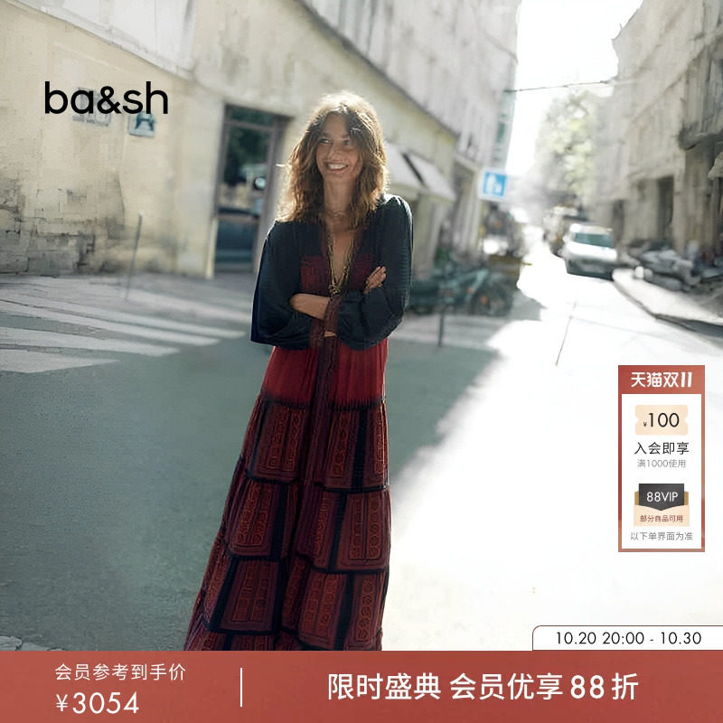 bash2026新款秋季荒漠古波西米亚复古度假印花宽松连衣裙1H26OLLY