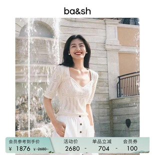 优雅气质精致钩花镂空轻薄松弛针织衫 毛衣1E24SANS 法式 bash春季