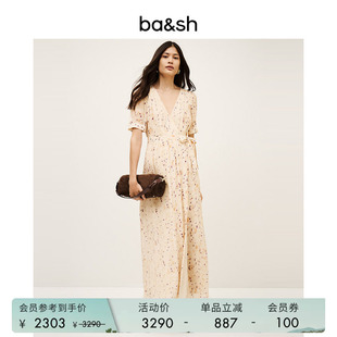 bash春季 度假风碎花短袖 茶歇长裙女装 连衣裙1H25KRIS 柔影星点法式