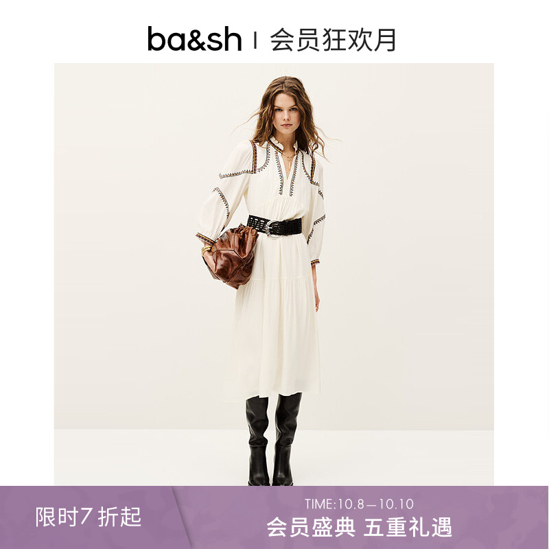 法式极简线条印花连衣裙