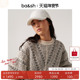 法式 印花套头长袖 蝙蝠袖 bash冬季 提花宽松针织衫 女士上衣1E23CARI