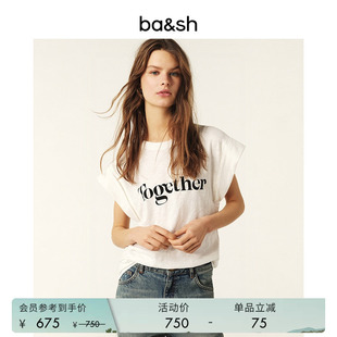 T恤背心短袖 女圆领休闲基础上衣1E25VOLV 字母印花小飞袖 bash春季