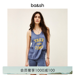 美式 复古雾霾蓝色字母印花棉质工字背心1E26VILM 春季 bash2026新款