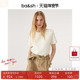 棉短袖 bash春季 简约米白色上衣女气质通勤卫衣落肩袖 T恤1E23ZACH