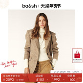bash冬季 外套大衣女士1H24KIER 老钱风大地色羊毛混纺西装 经典 法式