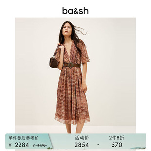 绯梦格章法式 2件8折 bash春季 连衣裙1H25ROMA 度假风收腰短袖