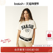 bash春季 棉质正肩T恤1H24IONI 通勤穿搭字母印花休闲法式 女款 短袖