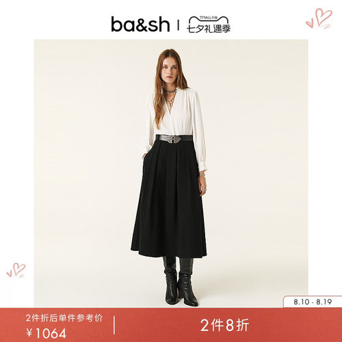 ba&sh黑白拼接通勤连衣裙