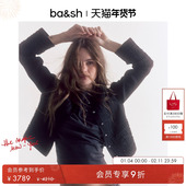 bash冬季 正肩纯色外套1H25TOLO 饰女士短款 法式 黑色刺绣装