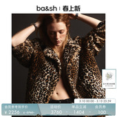 bash冬季 豹纹复兴复古大翻领宽松时髦环保皮草外套大衣女1E25JADE