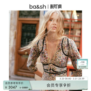裙子连衣裙1H24FAZI 度假风V领收腰女装 bash春季 烟花乐园印花法式