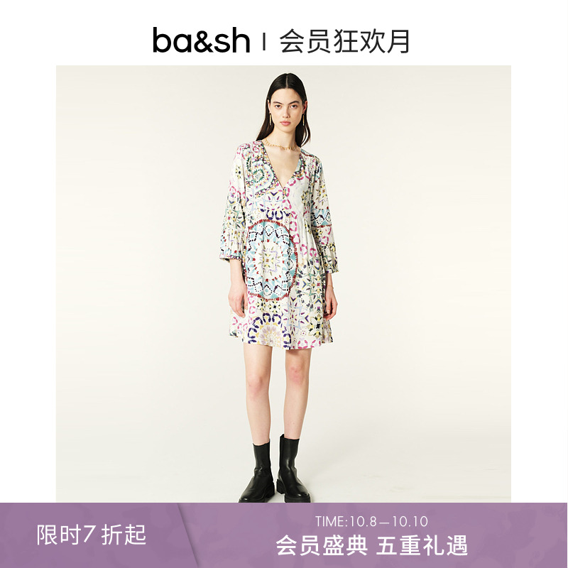 连衣裙V领法式ba&shA字