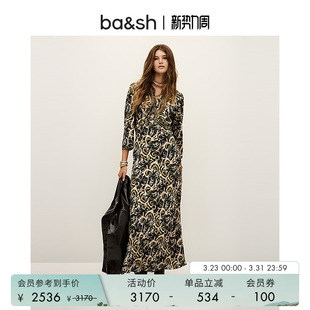 度假风长裙1H25ONOA 印花连衣裙女装 bash春季 豹纹藤蔓法式