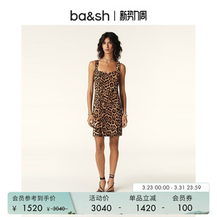 连衣裙法式 无袖 短裙1H24CEVE 复古豹纹印花吊带裙女士修身 bash春季