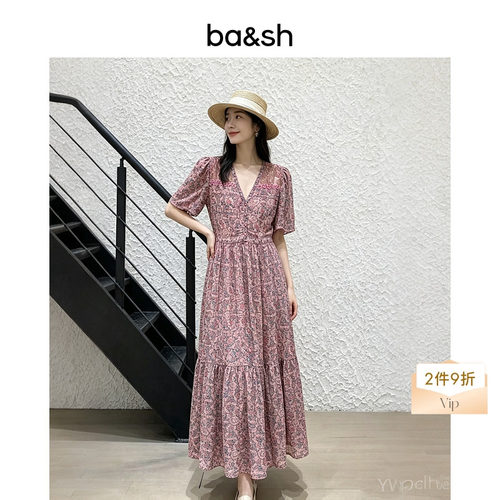 【2件9折】bash2026新款夏季午后蔷薇复古风碎花连衣裙1E26TARI