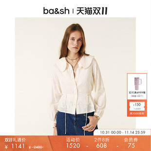 贴布提花内搭衬衣法式 衬衫 bash秋季 娃娃领上衣1H24NERE 2件8折