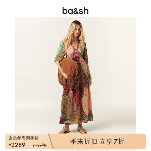 法式波西米亚中古连衣长裙