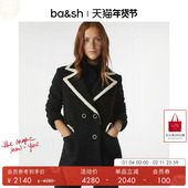 bash冬季 法式 气质毛呢大衣斜裁翻领小香风纹理女士短外套1H23FIAR