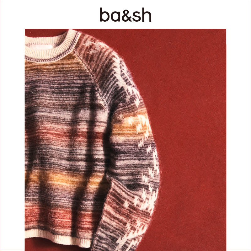 【季末7折起】bash新款冬内搭圆领圣诞绵羊毛针织衫上衣1H25CLOD