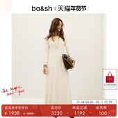 bash春季 极简主义长裙1H25ELIS 连衣裙女款 简约修身 米白色针织长袖