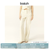 法式 裤 简约通勤细竖条纹直筒长裤 子西装 1H24ELOU 低腰裤 bash春季