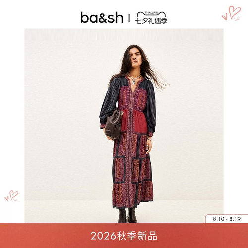 bash2026新款早秋荒漠古波西米亚复古度假印花宽松连衣裙1H26OLLY