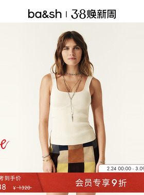 bash夏季罗纹内搭吊带上衣方领无袖背心女款针织打底衫1E23OXMO