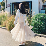 【新款大货】26春气质米白西装+网纱裙两件套C021-2618-P195控318，女装套装/套裙，2C021