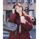 【出货中】25冬季圈圈呢酒红夹棉呢大衣C021-3106-P175控268，女装毛呢外套，2C021