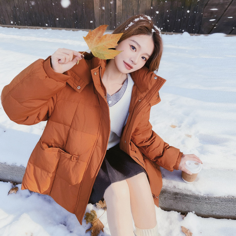 【大货】三色50绒花苞型连帽羽绒服C021-3207-P245控368，女装羽绒服，2C021