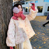 【】粉色立体印花刺绣花苞羽绒服90绒C021-3167-P285控428，女装羽绒服，2C021