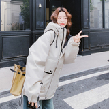 橘色连帽短款派克羽绒服女冬季超火好看高级小众加绒加厚工装外套，女装羽绒服，2C021