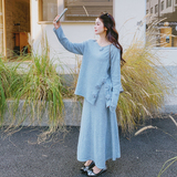 【新款大货】26春水蓝色针织套装两件套C021-2626-P165控268，女装套装/套裙，2C021