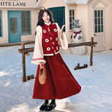 【新款】红色花朵加绒两件套套装C021-3127-P235控358，女装套装/套裙，2C021