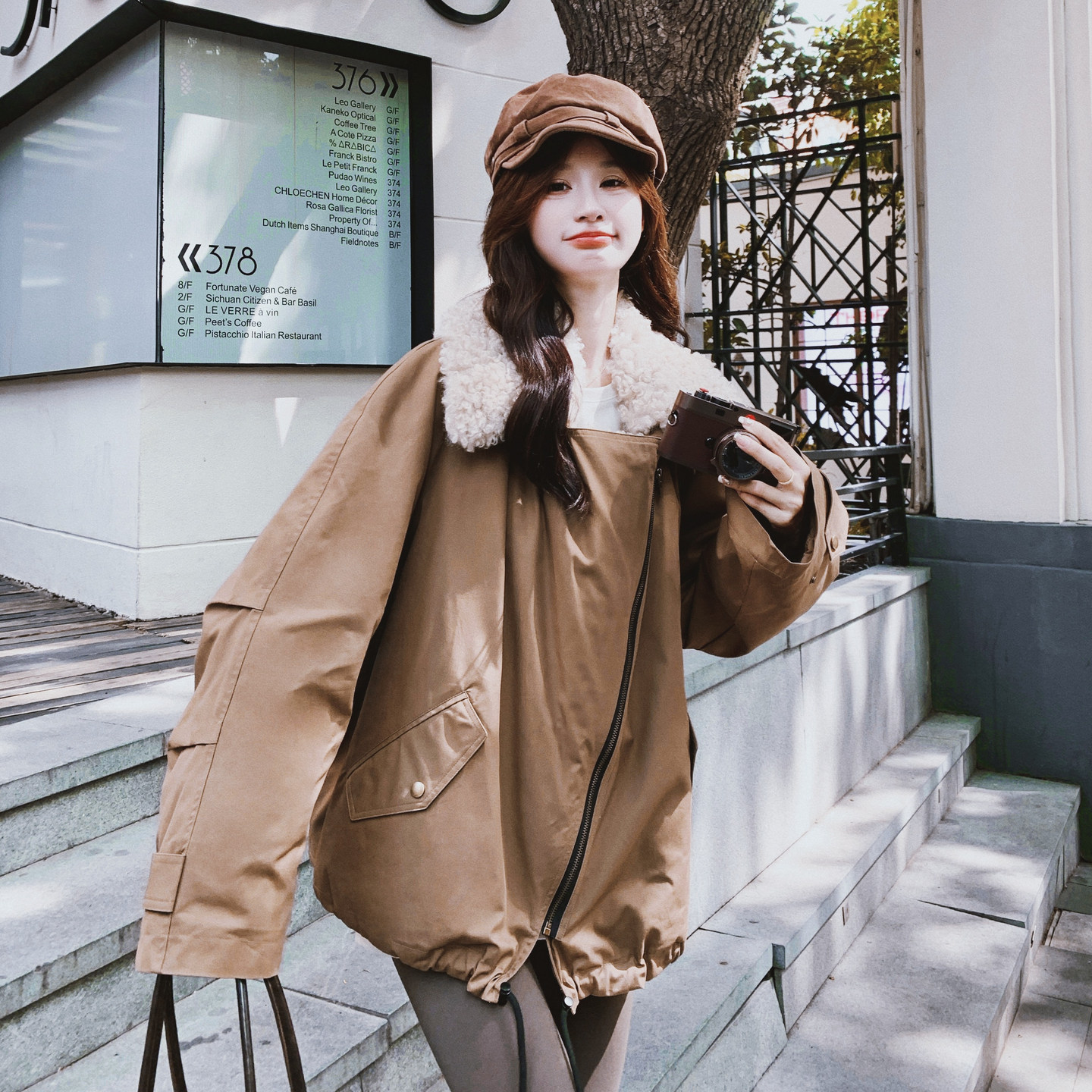 【新款】25冬羊羔毛大翻领工装棉服C021-3061-P205控308,女装棉衣/棉服,2C021