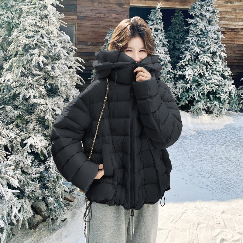 米白色连帽排骨羽绒服女冬超火好看高级小众独特漂亮短款加厚外套,女装羽绒服,2C021