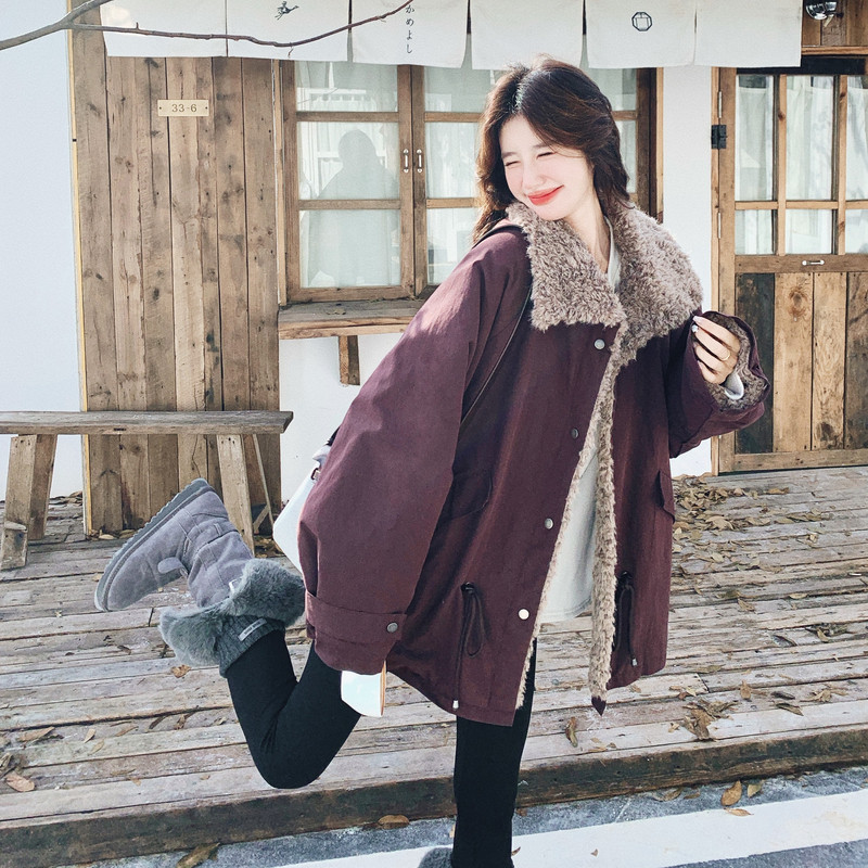 【新款】出货中内胆全部毛毛酱紫红派克C021-3181-P225控338,女装派克服,2C021