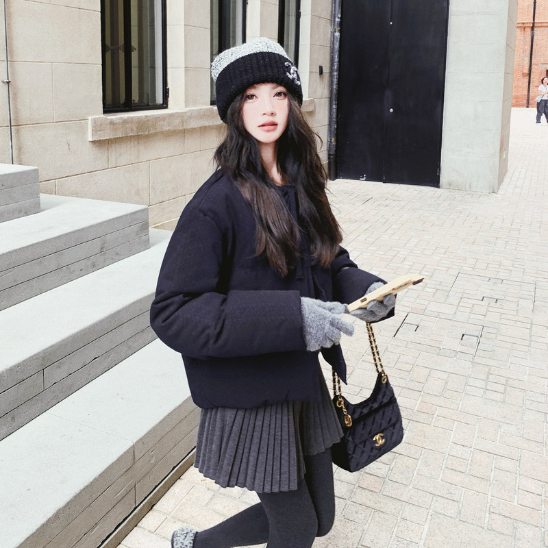 【大货】25冬圆领飘带2色短款90绒羽绒服C021-3195-P285控428,女装羽绒服,2C021