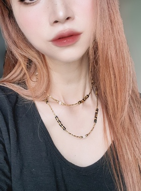 虎眼石项链眼镜链珍珠美拉德穿搭