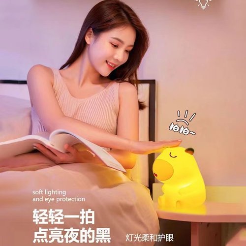 卡皮巴拉小夜灯伴睡水豚充电拍拍