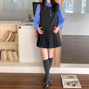 韩系百褶背心裙子 2025新款 miu系学院风减龄条纹无袖 连衣裙女秋季