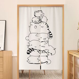 门帘隔断帘免打孔室内厨房卧室客厅卫生间遮挡帘对开布帘专用帘子