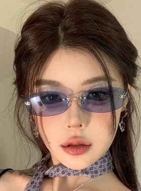 欧美辣妹风无框墨镜女海
