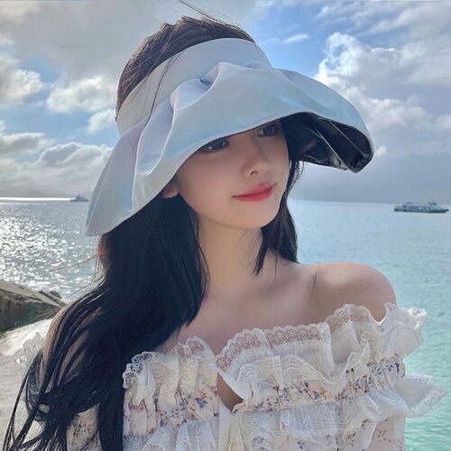 黑胶空顶防晒帽女可折叠
