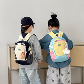 幼儿园撞色拼接小双肩包潮儿童外出小背包可爱卡通幼儿园迷你书包