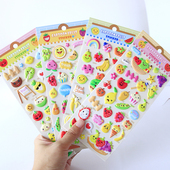 幼儿童玩具水果蔬菜立体泡绵表情贴卡通泡泡贴宝宝认知益智粘贴纸