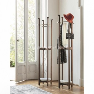 意式胡桃木艺术落地衣帽架设计师别墅样板间大理石创意挂衣架定制