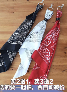 腰果ins小方巾发带百搭hiphop嘻哈裤链bandana方巾工业裤链腰链