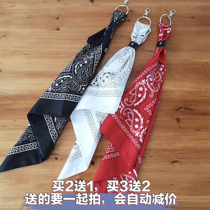 腰果ins小方巾发带百搭hiphop嘻哈裤链bandana方巾工业裤链腰链
