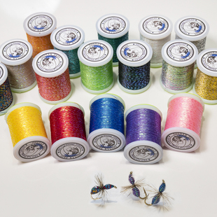 双丝炫彩高反光躯体线 响尾蛇毒纹飞蝇钩假饵材料 路亚若虫绑制线